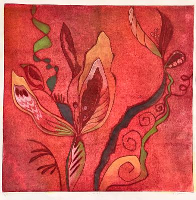 Flora Red     18"x18"